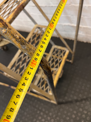 Industrial Metal Rolling Ladder - Well-Used with Significant Rust - 2ndhandwarehouse.com
