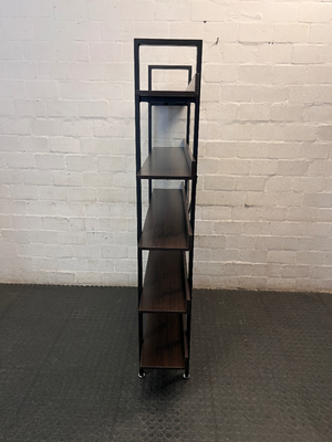 Industrial Style Dark Brown Wood and Metal Bookshelf — Good Working Order
