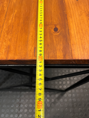 Industrial Style Timber Top Office Desk with Geometric Base — Fair Used Condition
