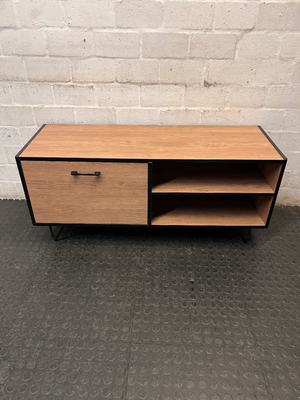 Industrial Style Wood & Black TV Unit with Hairpin Legs