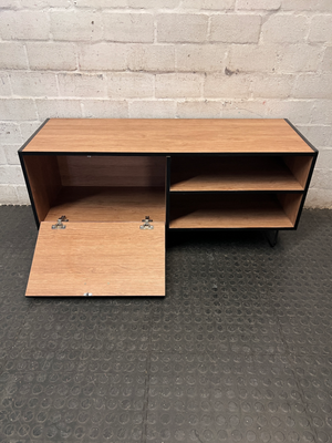 Industrial Style Wood & Black TV Unit with Hairpin Legs