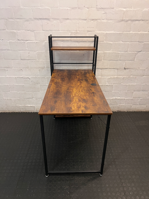 Industrial Wood and Metal Office Desk with Integrated Shelving - 2ndhandwarehouse.com