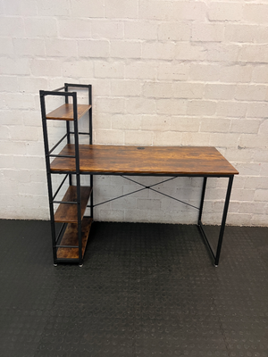 Industrial Wood and Metal Office Desk with Integrated Shelving - 2ndhandwarehouse.com