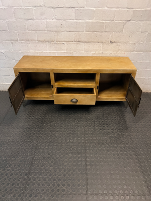 Industrial Wood and Metal TV Unit with Cupboard Doors