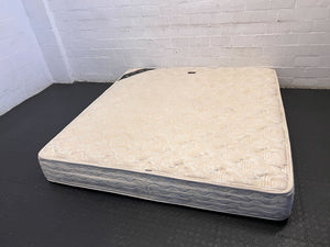 King Size Cream Upholstered Mattress with Minor Wear