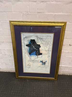 Large Abstract Framed Wall Art in Gold Frame — Good Condition Frame