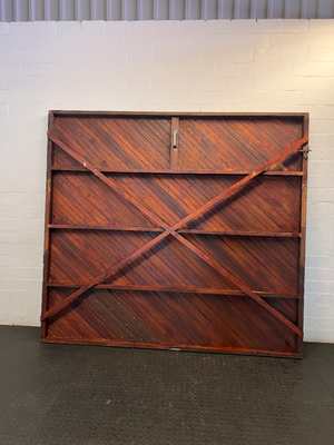 Large Slatted Timber Garage Door - Diagonal Pattern - 2ndhandwarehouse.com
