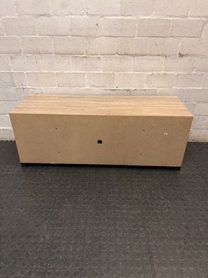 Light Oak-Style Lowline TV Unit with Side Cupboards — Used; Fair Condition