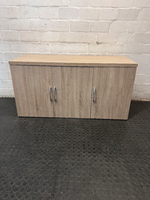 Light Wood Three-Door Top Cupboard — No back board