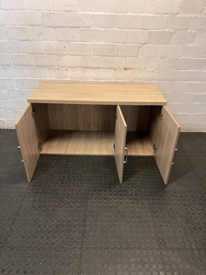 Light Wood Three-Door Top Cupboard — No back board