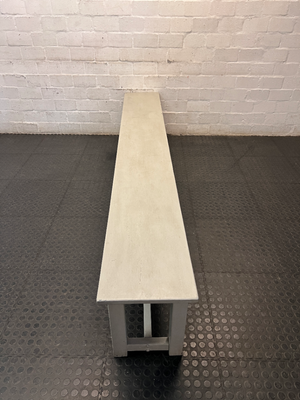Long Painted Wooden Bench in Neutral Grey