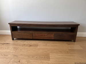 Low Profile Dark Wood TV Unit with Drawers — Fair Used Condition