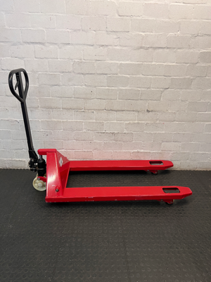 Manual Red Steel Pallet Jack Utility Trolley — Used; Fair Condition