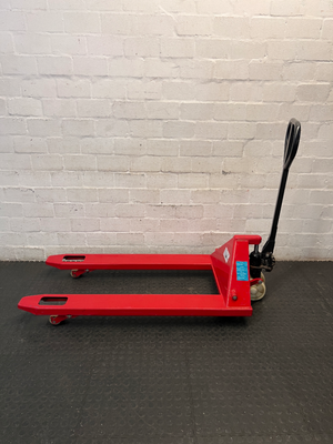 Manual Red Steel Pallet Jack Utility Trolley — Used; Fair Condition