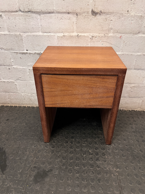 Minimalist Brown Wood Single Drawer Bedside Table — Secondhand Brown Bedside Table