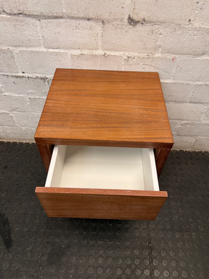 Minimalist Brown Wood Single Drawer Bedside Table — Secondhand Brown Bedside Table