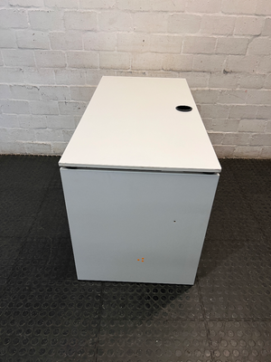 Minimalist White Office Desk with Cable Port — Good Used Condition
