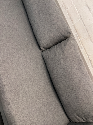 Modern 3 Seater Grey Fabric Couch with Metal Legs — Good Working Order