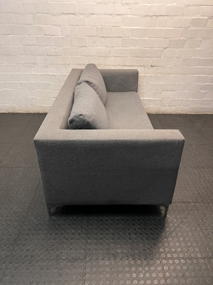 Modern 3 Seater Grey Fabric Couch with Metal Legs — Good Working Order