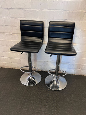 Modern Black Faux Leather Adjustable Bar Stool - 2ndhandwarehouse.com