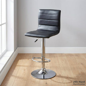 Modern Black Faux Leather Adjustable Bar Stool - 2ndhandwarehouse.com