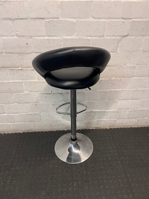 Modern Black Faux Leather Bar Stool with Chrome Base - 2ndhandwarehouse.com