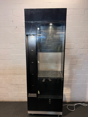 Modern Black Glass Display Cabinet with Bottom Drawer - 2ndhandwarehouse.com