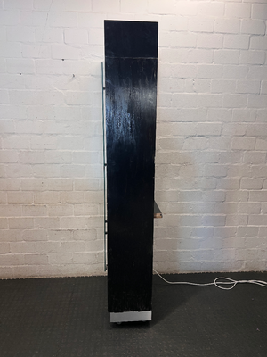 Modern Black Glass Display Cabinet with Bottom Drawer - 2ndhandwarehouse.com