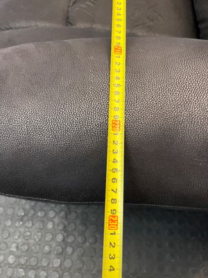 Modern Black Leather 3 Seater Couch with Ribbed Padding - 2ndhandwarehouse.com