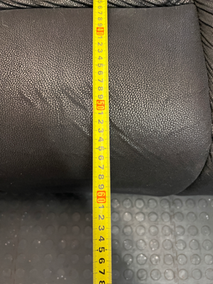 Modern Black Leather 3 Seater Couch with Ribbed Padding - 2ndhandwarehouse.com