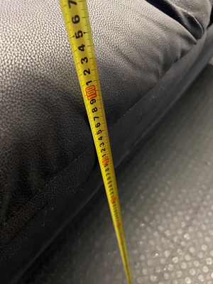 Modern Black Leather 3 Seater Couch with Ribbed Padding - 2ndhandwarehouse.com