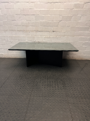 Modern Black Pedestal Coffee Table with Glass Top — General Wear and Upkeep
