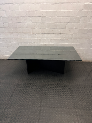 Modern Black Pedestal Coffee Table with Glass Top — General Wear and Upkeep
