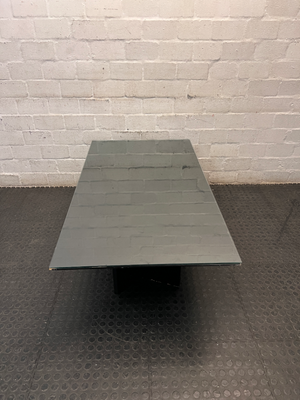 Modern Black Pedestal Coffee Table with Glass Top — General Wear and Upkeep