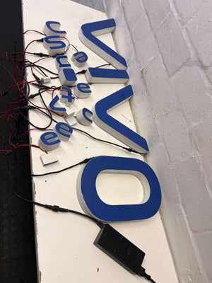 Modern Blue Neon Sign – VIVO – Wall Decor with Minor Wear