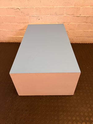 Modern Blue and White Rectangular Coffee Table with Minimal Wear