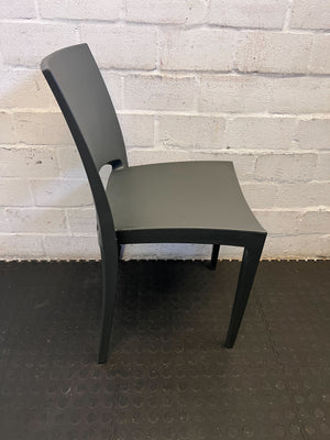 Modern Dark Grey Plastic Dining Chair with Minor Scratches