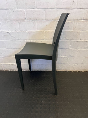 Modern Dark Grey Plastic Dining Chair with Minor Scratches
