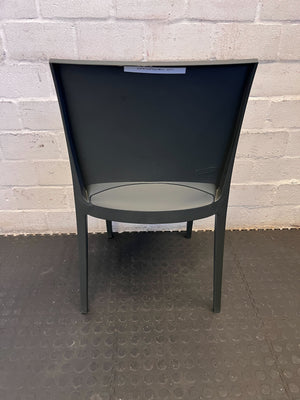 Modern Dark Grey Plastic Dining Chair with Minor Scratches