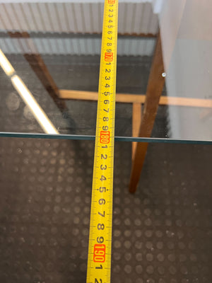 Modern Glass Top Trestle Table