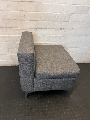 Modern Grey Armless Fabric Armchair with Chrome Legs - 2ndhandwarehouse.com