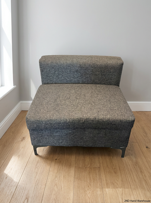 Modern Grey Armless Fabric Armchair with Chrome Legs - 2ndhandwarehouse.com