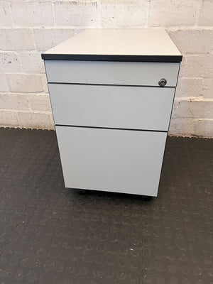 Modern Grey Mobile 3-Drawer Filing Cabinet with Lock - 2ndhandwarehouse.com