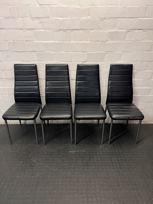 Modern High-Back Ribbed Dining Chair in Black