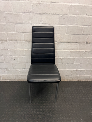 Modern High-Back Ribbed Dining Chair in Black