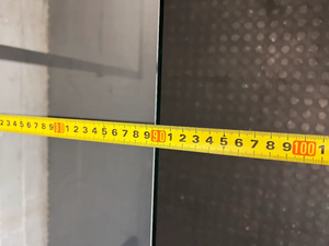 Modern Industrial Glass Dining Table with Black Metal Base — Good Condition - 2ndhandwarehouse.com