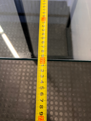 Modern Industrial Glass Dining Table with Black Metal Base — Good Condition - 2ndhandwarehouse.com