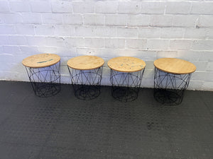 Modern Industrial Wireframe Side Table with Wood Top ✨