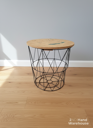 Modern Industrial Wireframe Side Table with Wood Top ✨