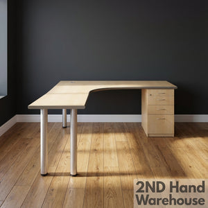 Modern L-Shaped Office Desk with 3-Drawer Pedestal